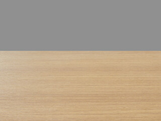 wooden table top on gray background