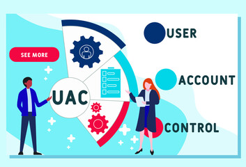 Vector website design template . UAC - User Account Control acronym. business concept. illustration for website banner, marketing materials, business presentation, online advertising.