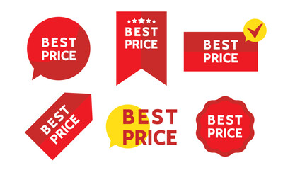 Best price signs guarantee label set. Vector isolated illustration