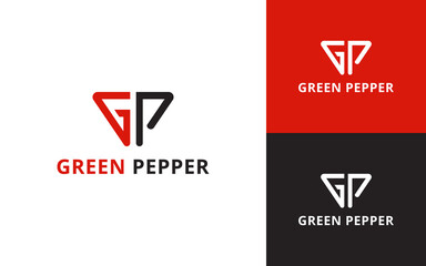 Fototapeta na wymiar G P letter triangle logo design
