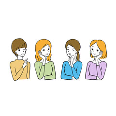 明るく笑っている4人の女性イラスト