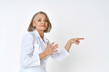 female medical worker in white coat hospital professional