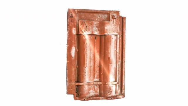 3d animated single old-styled rectangular-shaped rooftop tile in alpha channel high resolution.
