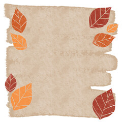 Colorful fall leaves banner with brown brush stoke copy space illustration for decoration on natural concept, autumn season and Thanksgiving. festival.