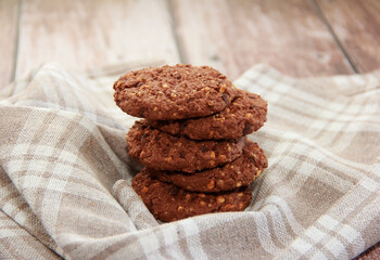 sweet oatmeal cookies with pieces of nuts