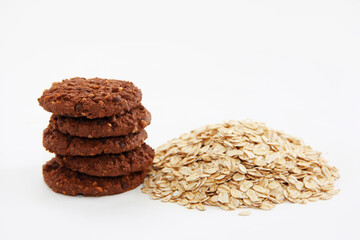 sweet oatmeal cookies with pieces of nuts