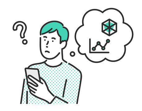 スマートフォンで自己分析を行う男性のイメージイラスト素材 Stock Vector Adobe Stock