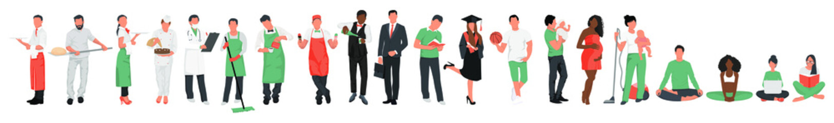 A collection of people of various professions in professional uniform isolated on white background. Workers' Day, Labour Day, vector illustration