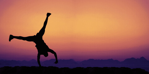 Sporty gymnast silhouette as symbol for fun

