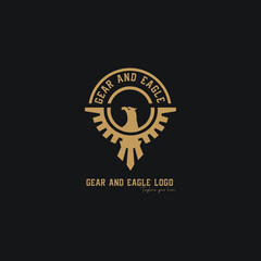 gear and eagle circle  logo exclusive design inspiration