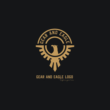 gear and eagle circle  logo exclusive design inspiration