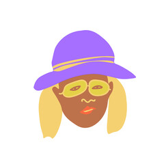 Portrait of a man with a beard representative of the LGBTQ African race hand drawn.Simple avatar of a people in flat drawing style.Design for social networks,web,packaging,posters,postcards,stickers.