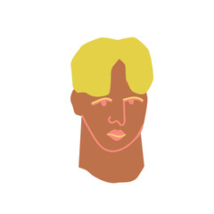 Portrait of a man with a beard representative of the LGBTQ African race hand drawn.Simple avatar of a people in flat drawing style.Design for social networks,web,packaging,posters,postcards,stickers.