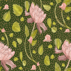 Historical flowers vector seamless repeat pattern print background