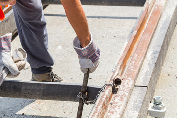 Heavy work for a construction worker on the site.