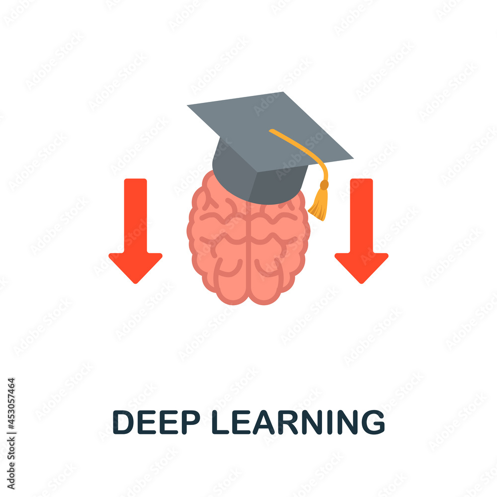 Poster deep learning flat icon. colored sign from machine learning collection. creative deep learning icon 
