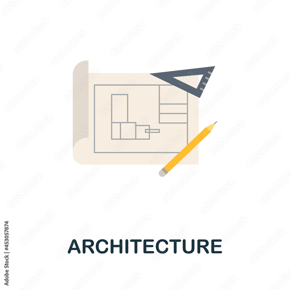 Poster architecture flat icon. colored sign from machine learning collection. creative architecture icon il