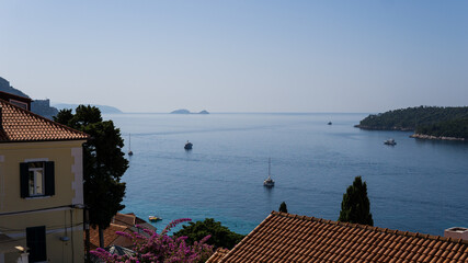 View from balcony at Adriatic sea in Dubrovnik city