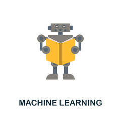 Machine Learning flat icon. Colored sign from collection. Creative Machine Learning icon illustration for web design, infographics and more