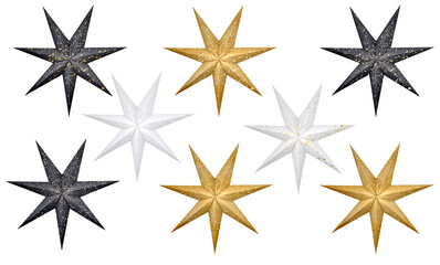 Obraz premium Watercolor Christmas stars illustration. Merry and bright Christmas decor for greeting cards, social media, web design, scrapbooking