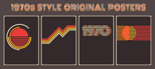 1970s Background set, Vintage Color Templates for 1970s Style Posters, Covers, Illustrations  © koyash07