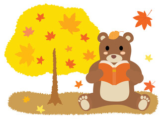 読書の秋に本を読む熊さん