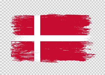 Denmark flag with brush paint textured isolated  on png or transparent background,Symbol of Denmark,template for banner,promote, design,vector,top gold medal winner sport country
