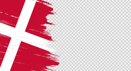 Denmark flag with brush paint textured isolated  on png or transparent background,Symbol of Denmark,template for banner,promote, design,vector,top gold medal winner sport country