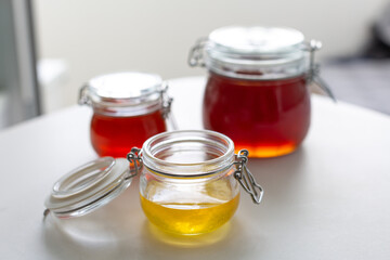 fresh natural honey in jars