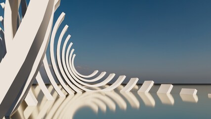 Naklejka premium Abstract architecture background white arch in design 3d render