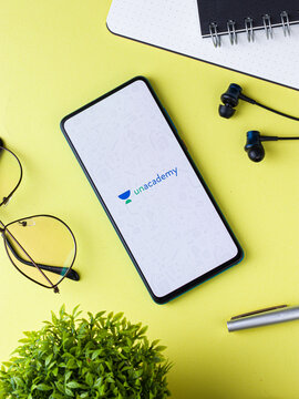 Assam, india - April 20, 2020 :  Unacademy, A online couching app for iit - jee, etc