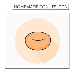 Yeast doughnut color icon. Fresh and tasty fluffy texture home baked donuts. Concept of appetizing food and pastry, children treat and cooking. Isolated vector illustration