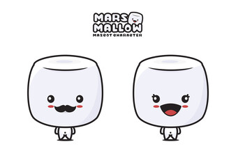 cute marshmallow mascot, cartoon character illustration
