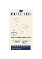 Vector design template label for packaging with illustration silhouette - farm goose. Abstract symbol for meat products.