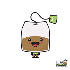 cute tea bag mascot character