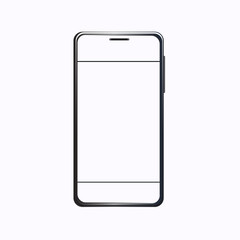 Smartphone mock up with blank screen. Black vector frameless smartphone, mobile phone isolated on white background