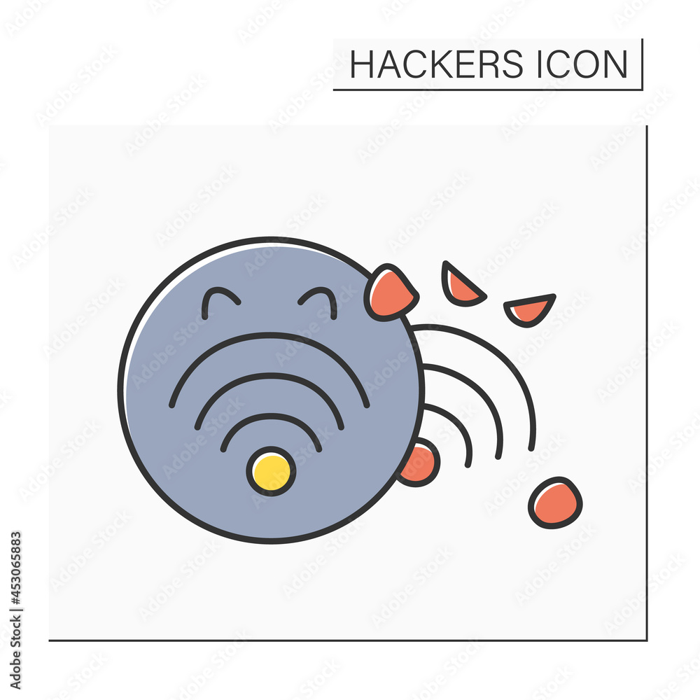 Poster fake wap color icon. fake public wifi hotspot. man in the middle hacker attack, personal and financi