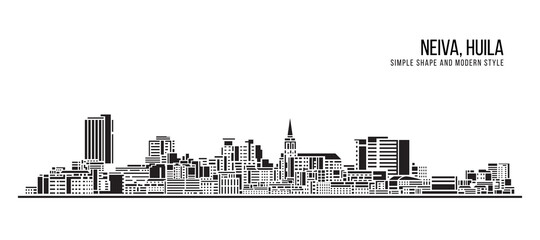 Cityscape Building Abstract Simple shape and modern style art Vector design - Neiva, Huila