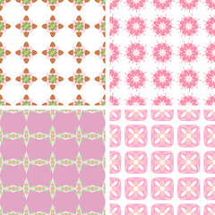 Set of seamless abstract floral pattern in pink tones.Abstract vector for prints, textiles, fabric, packaging, cover, greeting cards