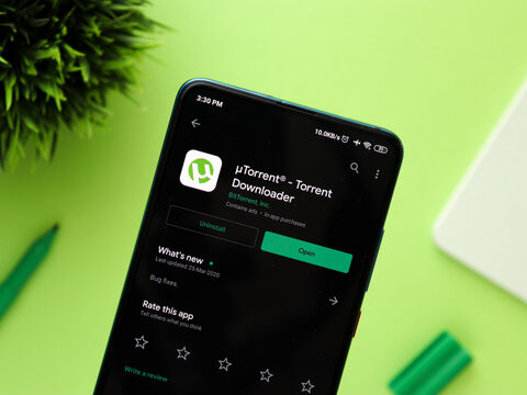 Assam, india - June 25, 2020 : utorrent a torrent downloader.