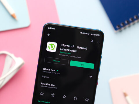 Assam, india - June 25, 2020 : utorrent a torrent downloader.
