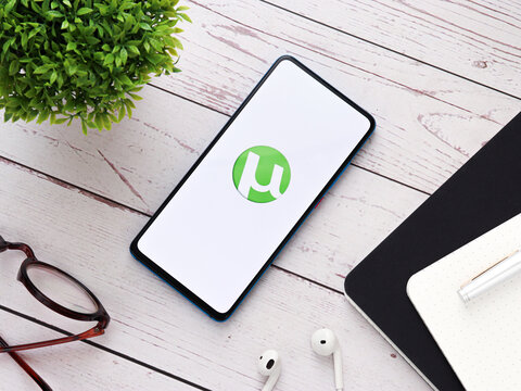 Assam, india - June 25, 2020 : utorrent a torrent downloader.