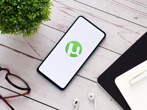 Assam, india - June 25, 2020 : utorrent a torrent downloader.