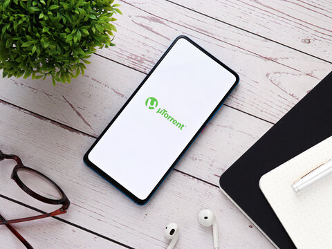 Assam, india - June 25, 2020 : utorrent a torrent downloader.