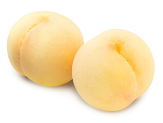 Yellow Peach isolated on white background, Golden Yellow Peach fruits With clipping path