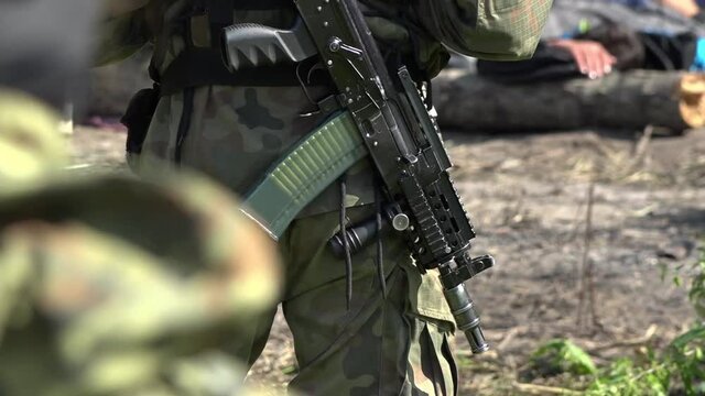 soldiers of the border troops with an assault rifle