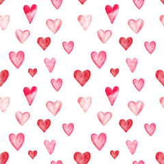 Pattern with red hearts, Valentines day illustration