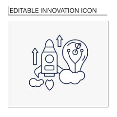 Breakthrough innovation line icon.Creating new markets. Changes inside company pushes to the next level. Development and improvement.Innovation concept. Isolated vector illustration. Editable stroke