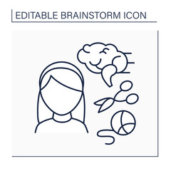 Hobby line icon. Craft hobby. Embroidery for movement skills. Activate thinking in kids. Brainstorm concept. Isolated vector illustration. Editable stroke