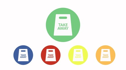 Take Away Icon Set. Vector isolated flat editable set of take away bags illustrations